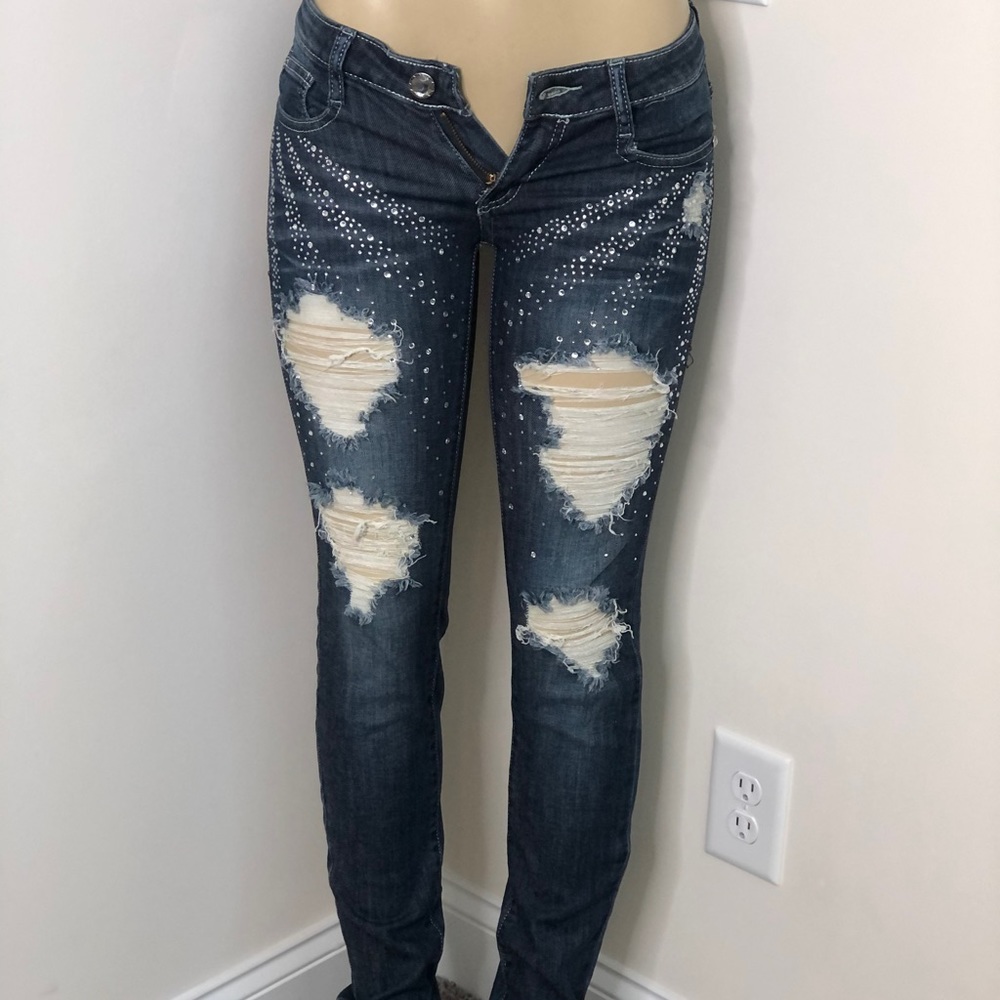 Machine denim bling skinny jeans